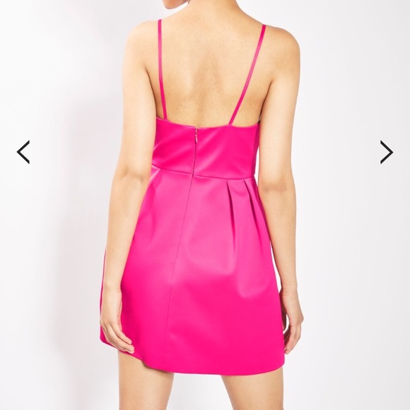 NWT Topshop hot pink cross front spaghetti strap mini cocktail dress Size 4 - Picture 2 of 6